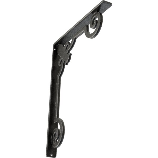 Ekena Millwork Fleur De Lis Wrought Iron Bracket, (Single center brace), Antiqued Pewter 1 1/2"W x 12"D x 15"H BKTM01X12X15SFLAPW - main